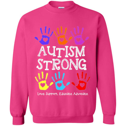 Autism Awareness T-shirt Autism Strong Love Support Educate Advocate Heliconia