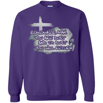 Ash Wednesday T-shirt Remember, Man, You Are Dust And To Dust You Will Return Purple