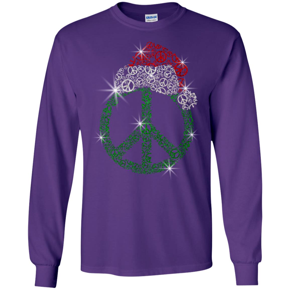 Peace Sign With Santa Ha Christmas Idea Gift Shirt Purple