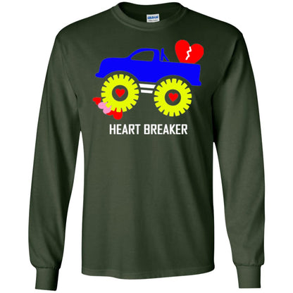 Heart Breaker Cute Blue Monster Truck Valentine_s Day T-shirt Forest Green