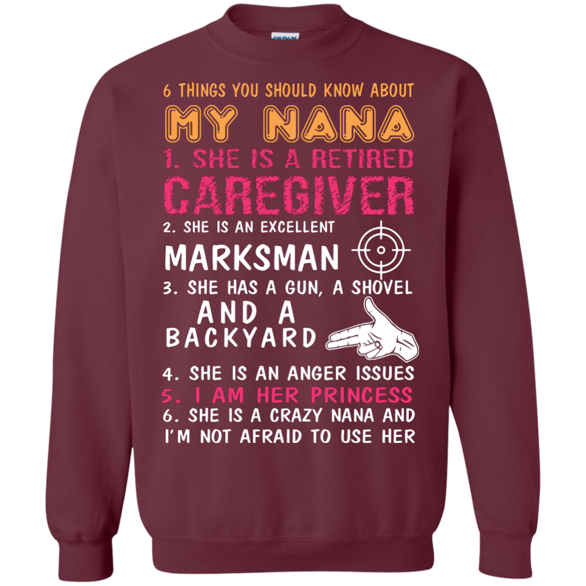 Family T-Shirt 6 Things You Should Know About My Nana Maroon