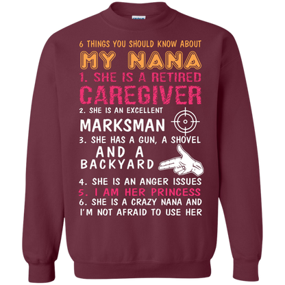 Family T-Shirt 6 Things You Should Know About My Nana Maroon