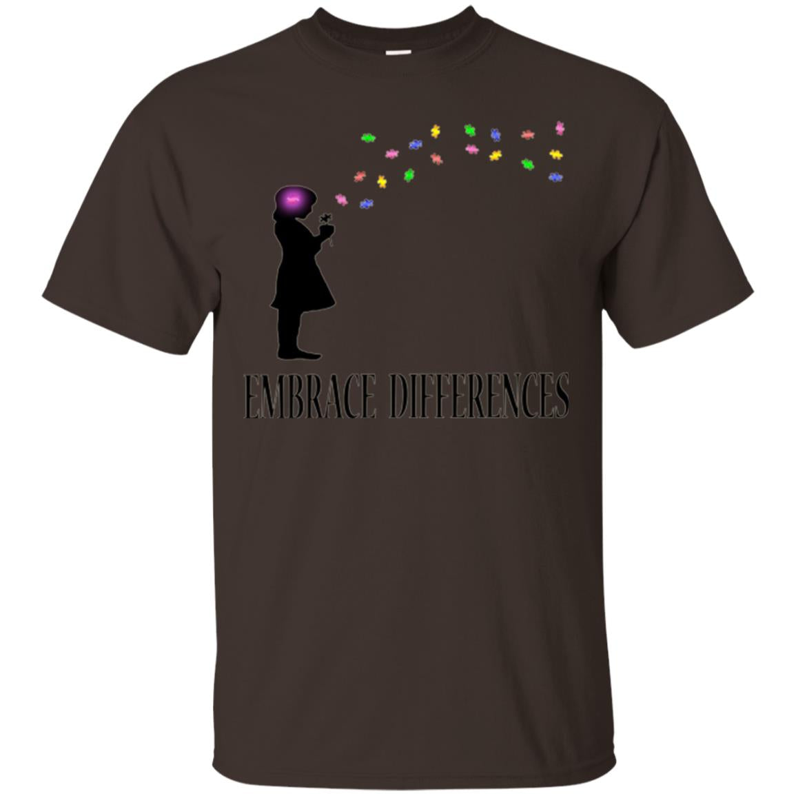 Embrace Differences Shirt Proud Autism Awareness T-shirt Dark Chocolate