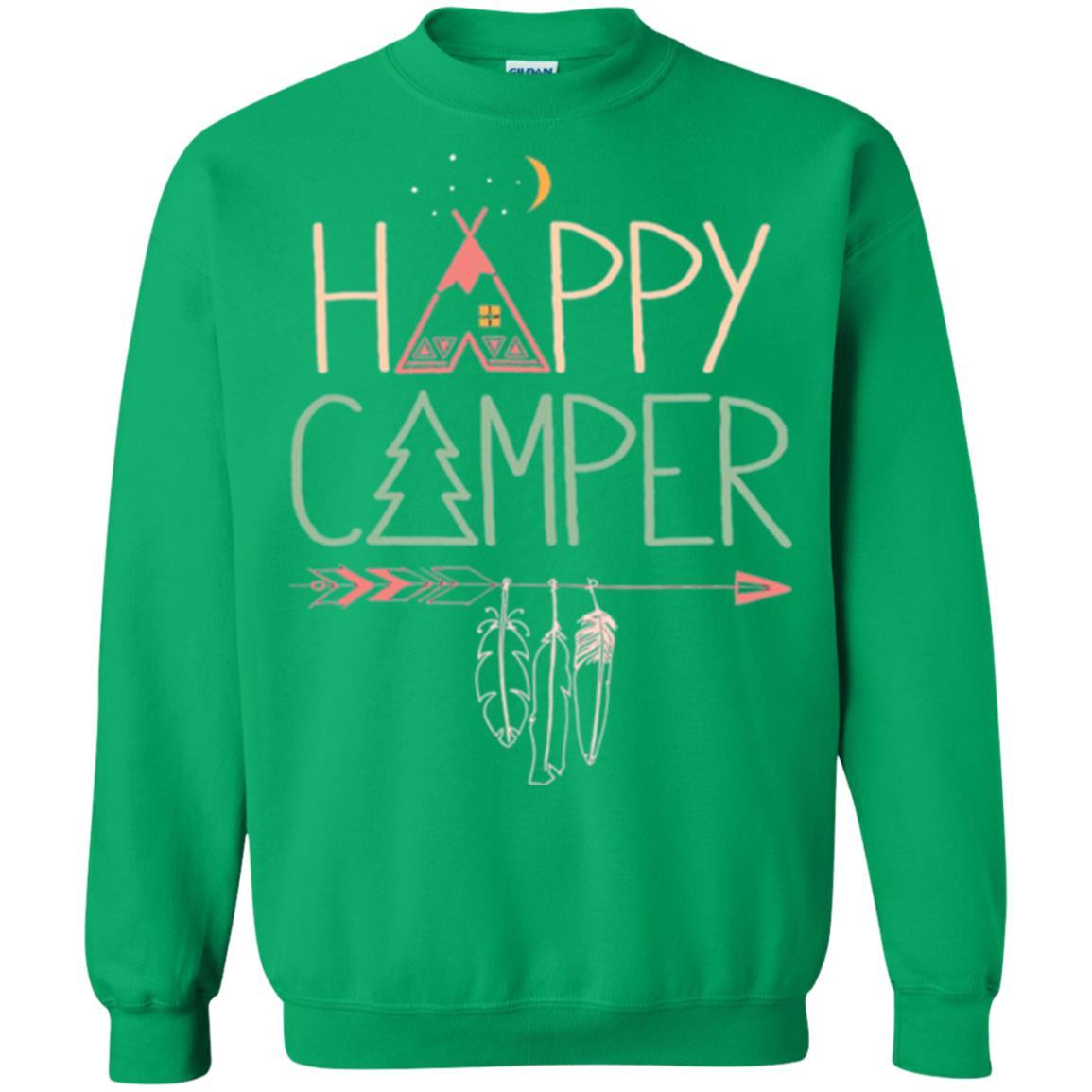 Camper T-shirt Happy Camping Irish Green