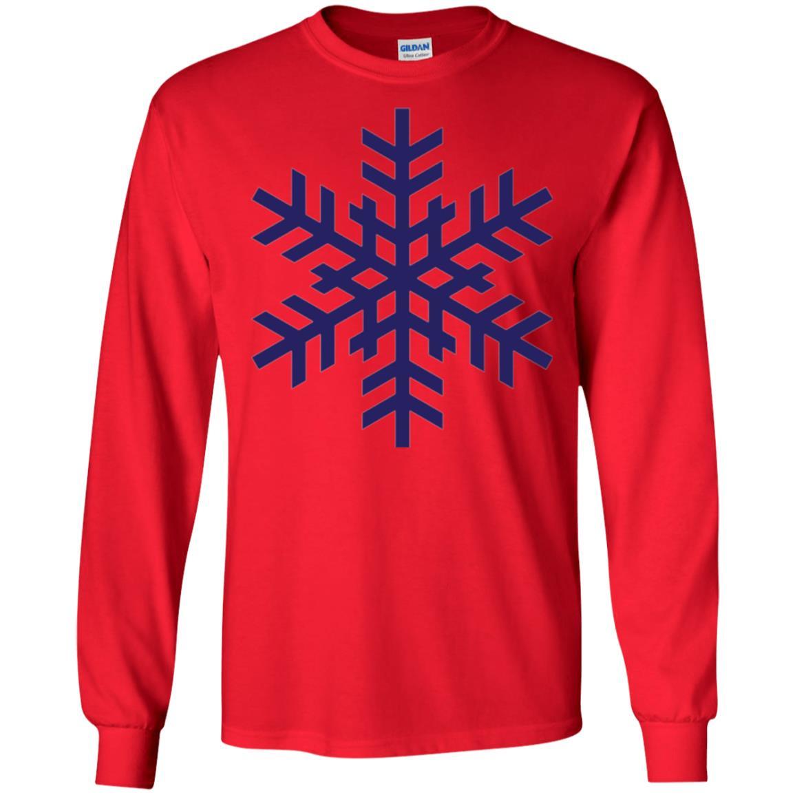 Christmas T-shirt Navy Blue Snowflake T-shirt Red