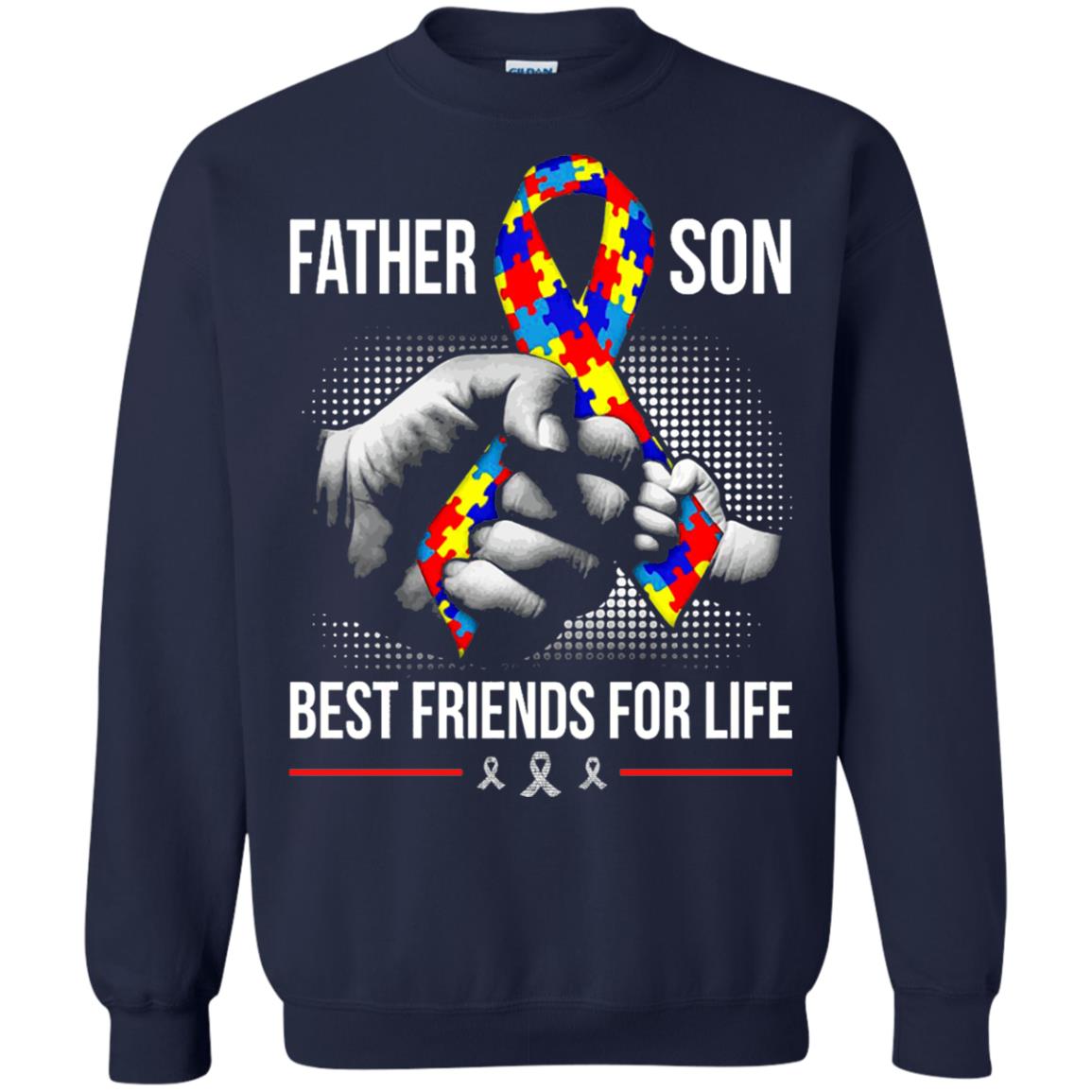 Father And Son Best Friends For Life Autism Awareness T-shirt Navy
