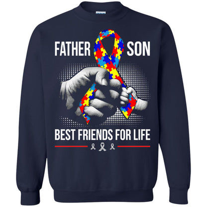 Father And Son Best Friends For Life Autism Awareness T-shirt Navy