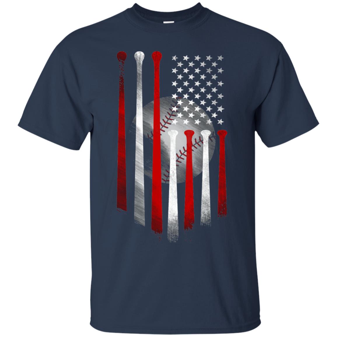 American Flag Baseball Flag Baseball Lover T-shirt Navy