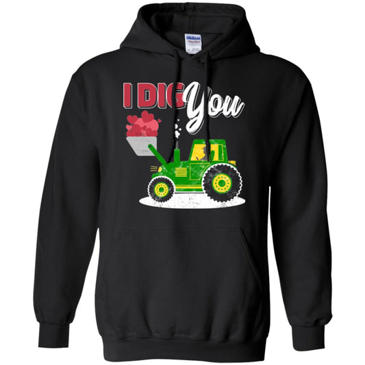 Farmer Valentines Day T-shirt Farm Tractor I Dig You Black