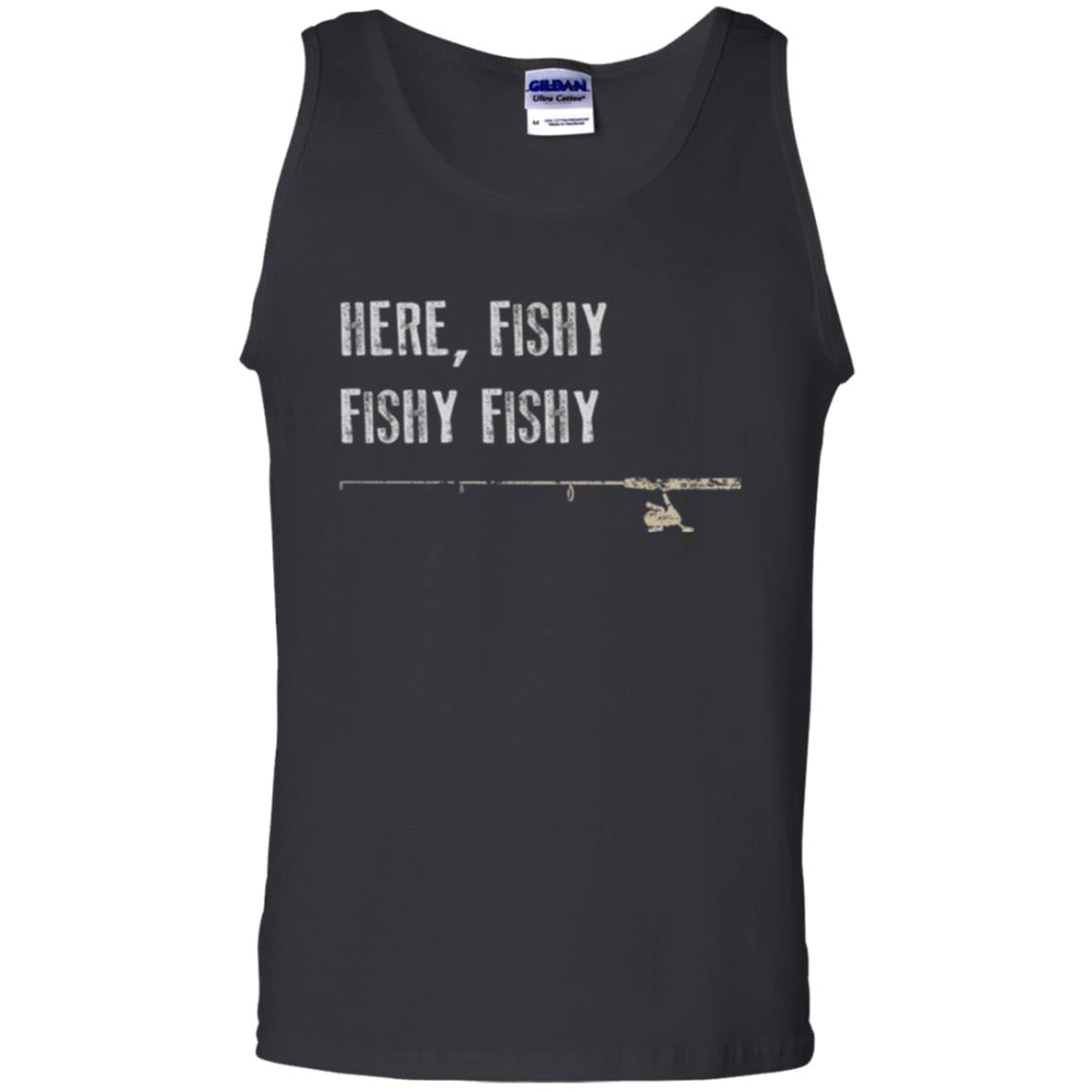 Fishing Lover T-shirt Here Fishy Fishy Black