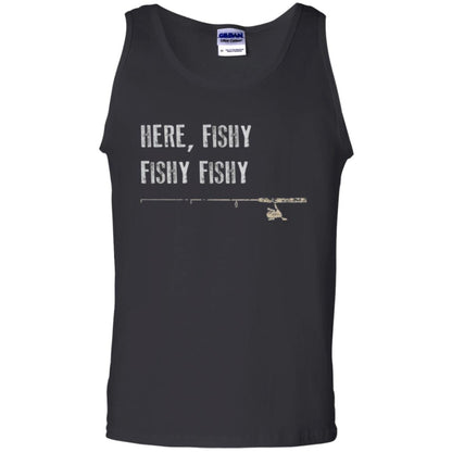 Fishing Lover T-shirt Here Fishy Fishy Black
