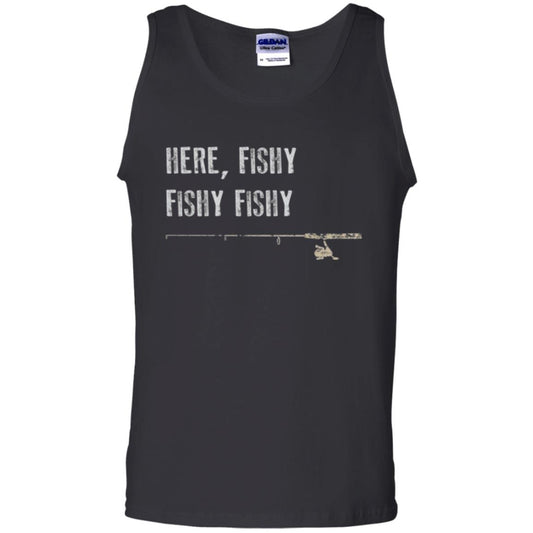 Fishing Lover T-shirt Here Fishy Fishy Black