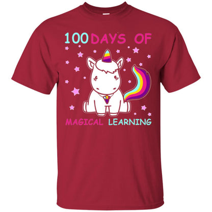 Unicorn Lover T-shirt 100 Days Of Mgical Learning Cardinal