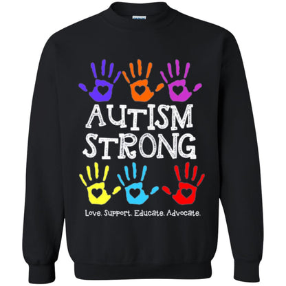 Autism Awareness T-shirt Autism Strong Love Support Educate Advocate Black