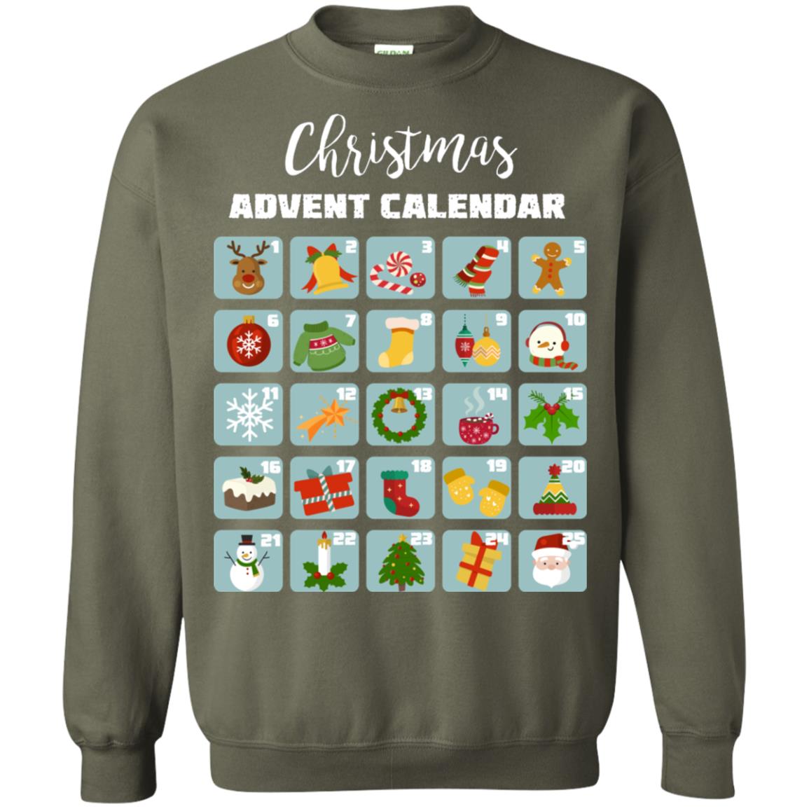 Christmas Calendar December 2018 Gift Shirt Military Green