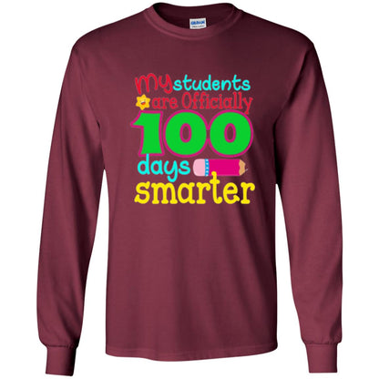 Teacher T-shirt My Students Are Officially 100 Days Smarter Maroon