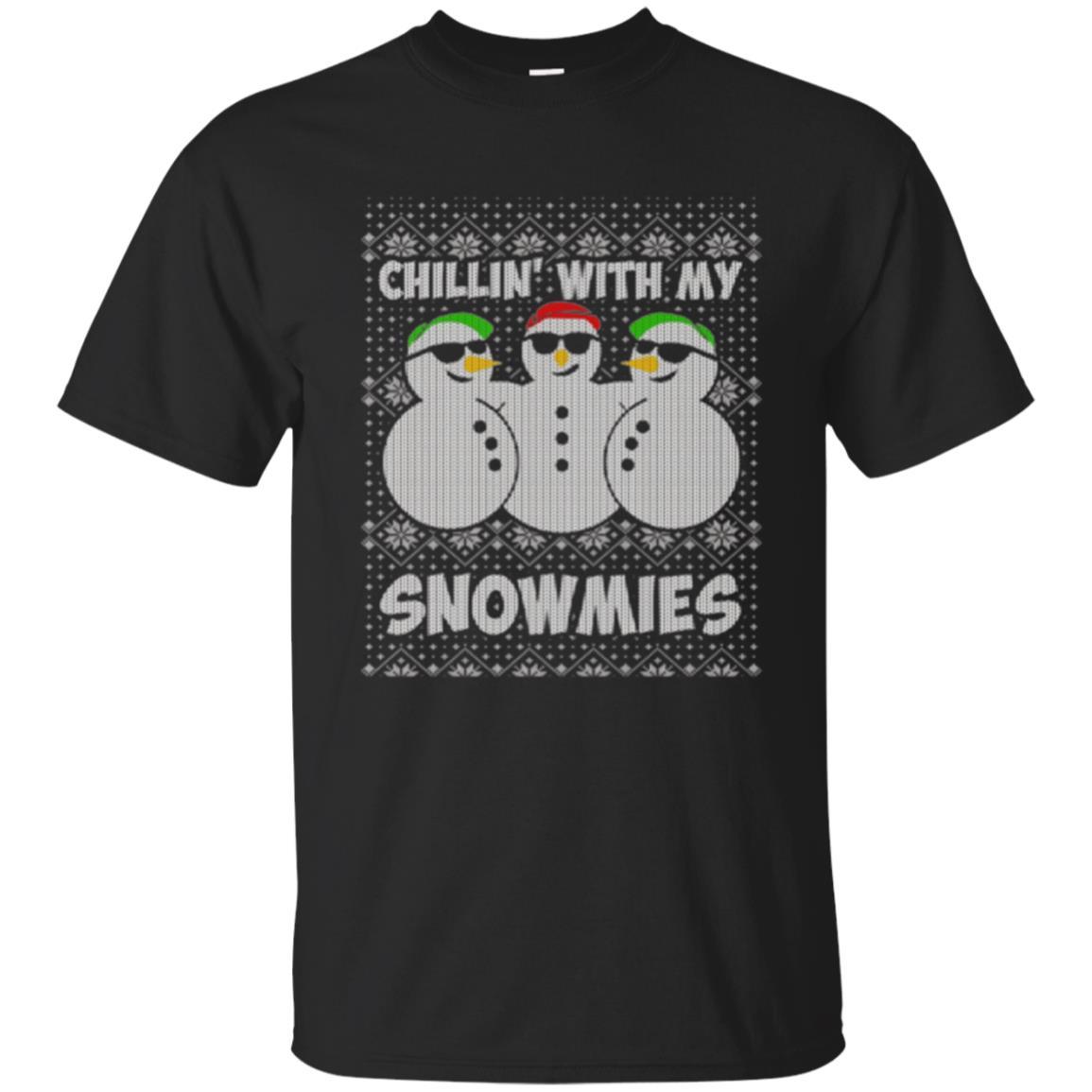 Christmas T-shirt Chillin With My Snowmies Black