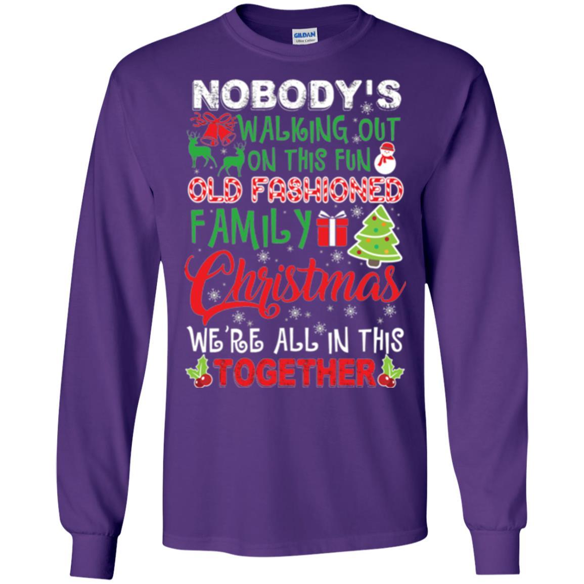 Family Christmas T-shirt We're All In This Together Purple