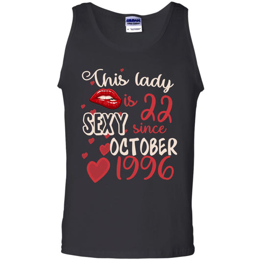 This Lady Is 22 Sexy Since October 1996 22nd Birthday Shirt For October Womens Black