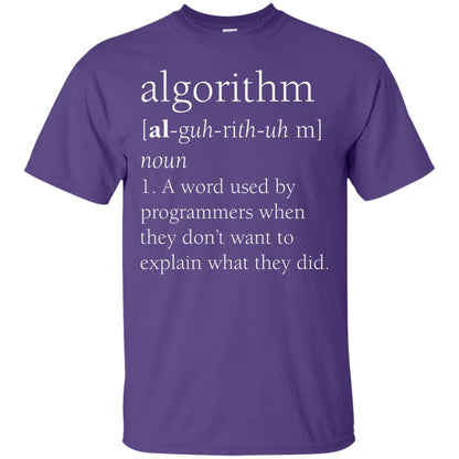 Funny Computer Programmer Algorithm Definition Gift T-shirt Purple