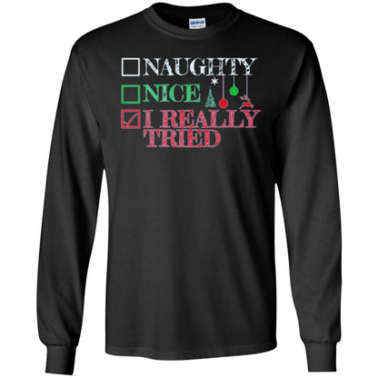 Christmas T-shirt Naugth Nice I Ready Tried Black