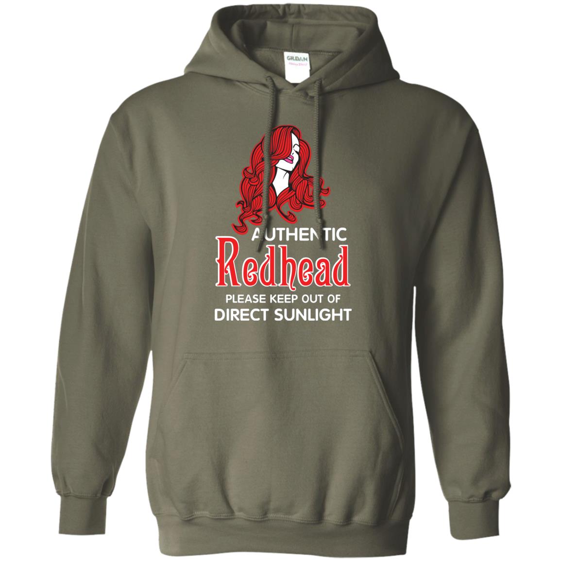 Authentic Redhead Please Keep Out Of Direct Sunlight Cool Redhead Gift Shirt For Girls Military Green