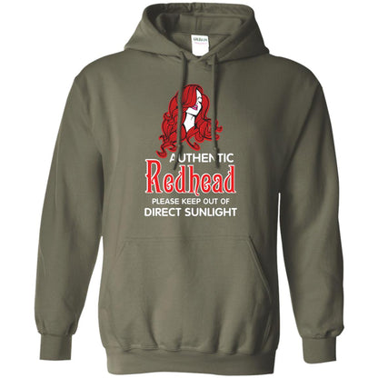 Authentic Redhead Please Keep Out Of Direct Sunlight Cool Redhead Gift Shirt For Girls Military Green