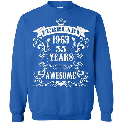 55th Birthday Shirt Awesome Born In February 1963 55 Years Of Being Awesome Royal