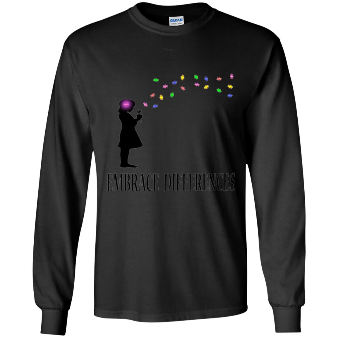 Autism Awareness T-shirt Embrace Differences T-shirt Black