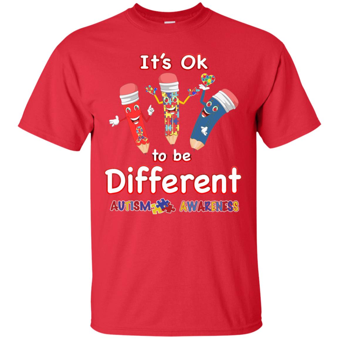 Its Ok To Be Different Autism Awareness T-shirt Red