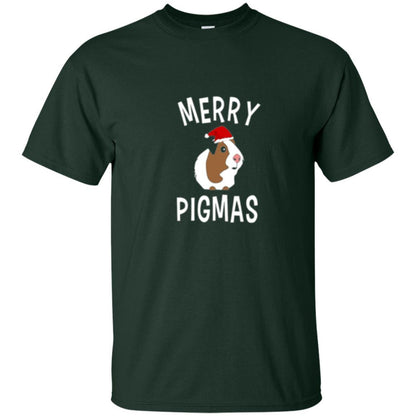 Guinea Pig Lover T-shirt Merry Christmas Pigmas Forest Green