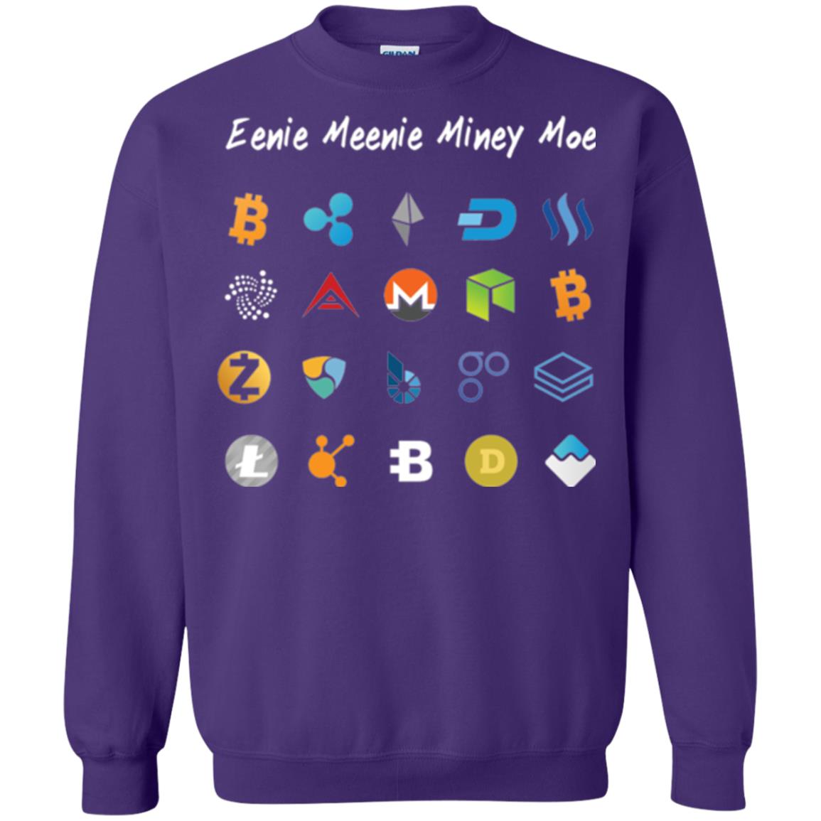 Bitcoin Litecoin Ethereum Eenie Meenie Miney Moe T-shirt Purple