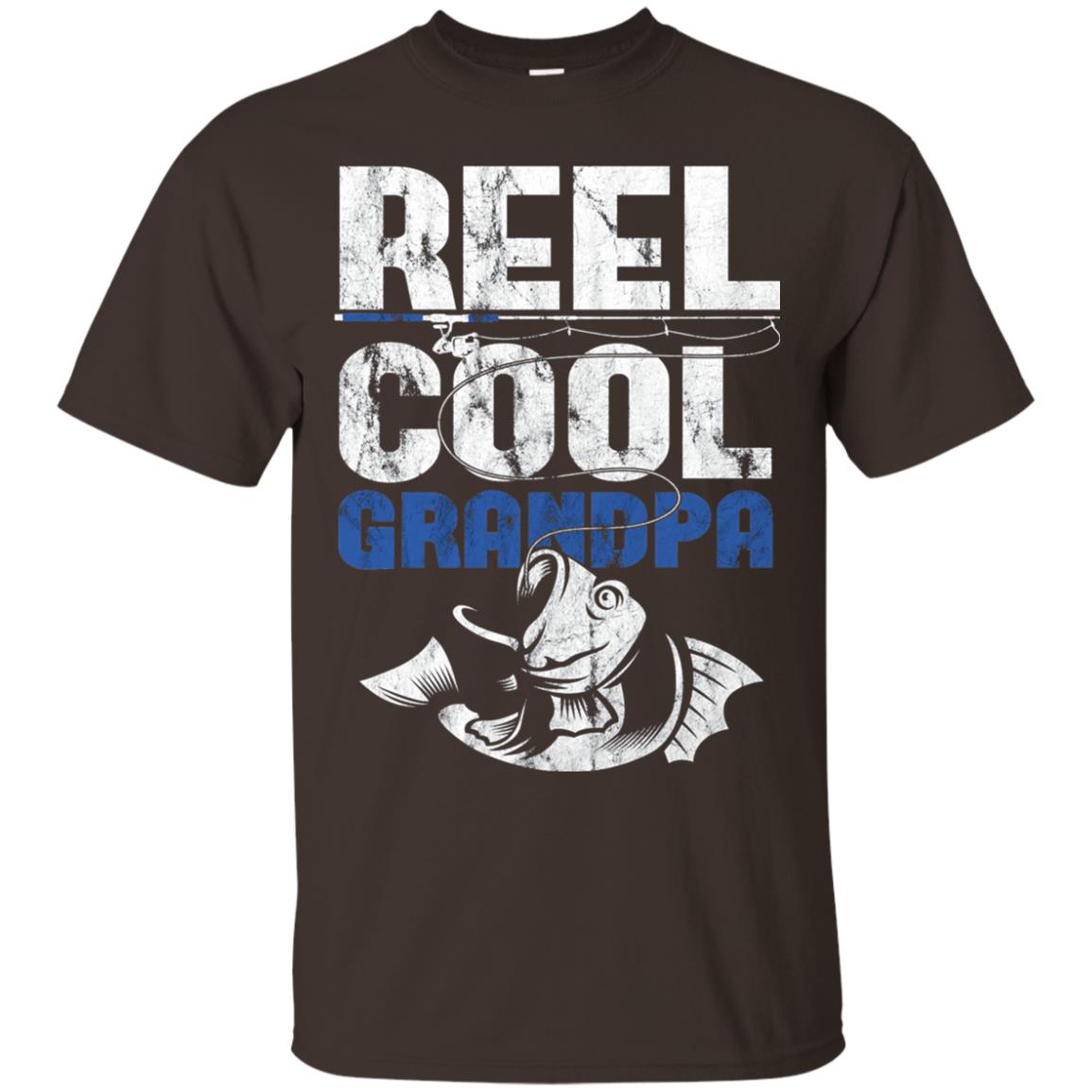 Reel Cool Grandpa Papa Fisherman T-shirt Dark Chocolate