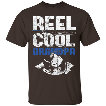 Reel Cool Grandpa Papa Fisherman T-shirt Dark Chocolate