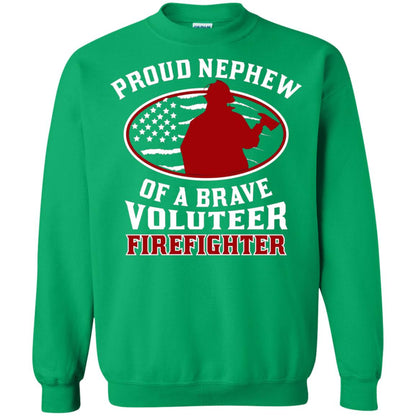 Volunteer Firefighter T-shirt American Flag Proud Nephew Irish Green