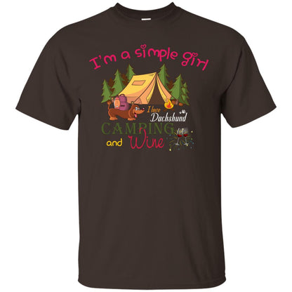 I’m A Simple Girl I Love Dachshund Camping And Wine Shirt Dark Chocolate
