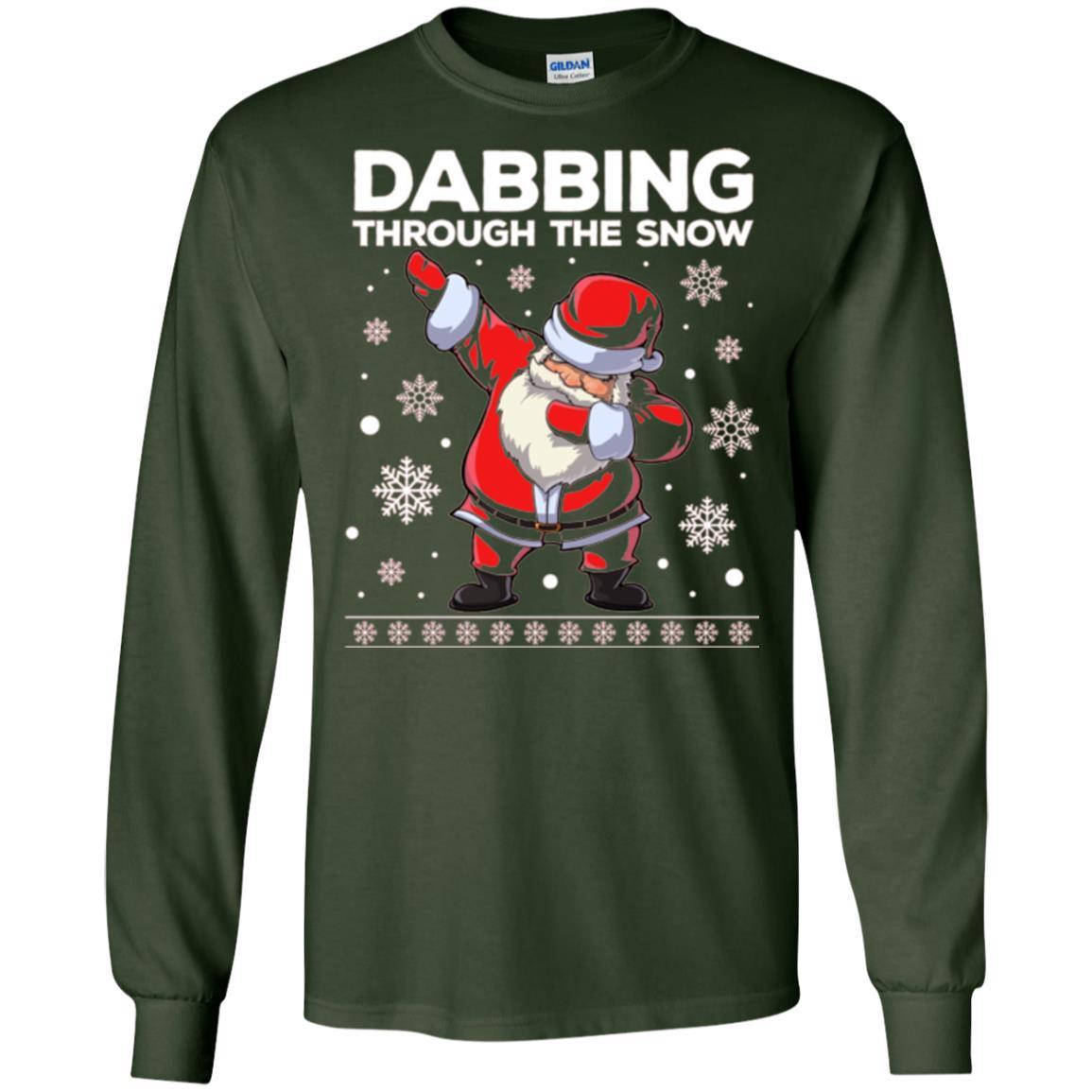 Christmas T-shirt Dabbing Through The Snow T-shirt Forest Green