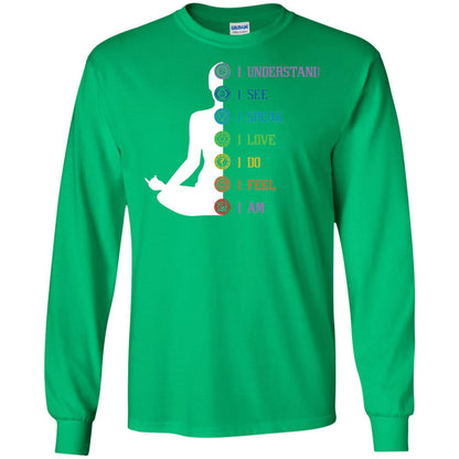 Chakra Meditation Yoga T-shirt I Speak I Love I Do I Feel I Am Irish Green
