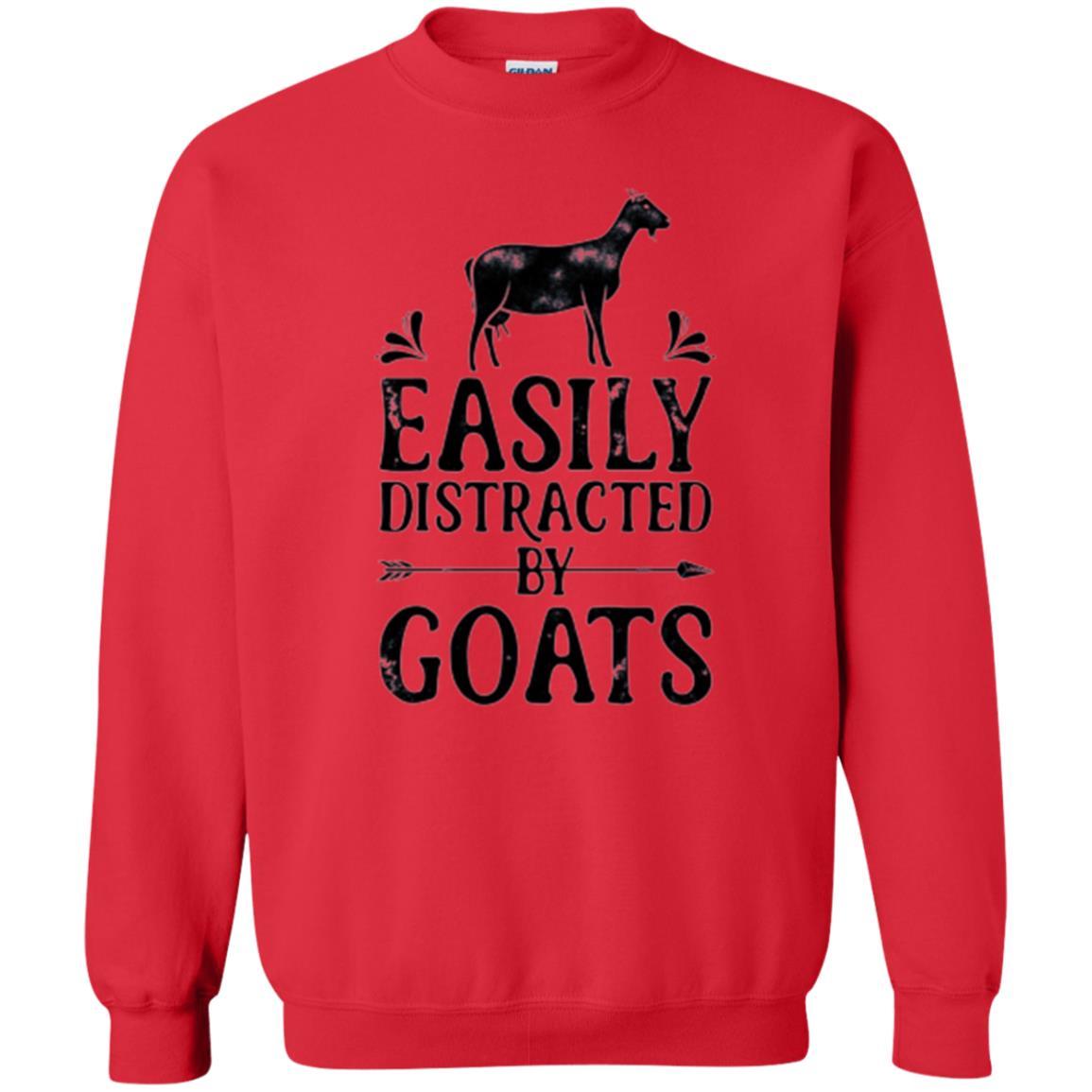 Goat Lover T-shirt Easily Distracted By Goats Red