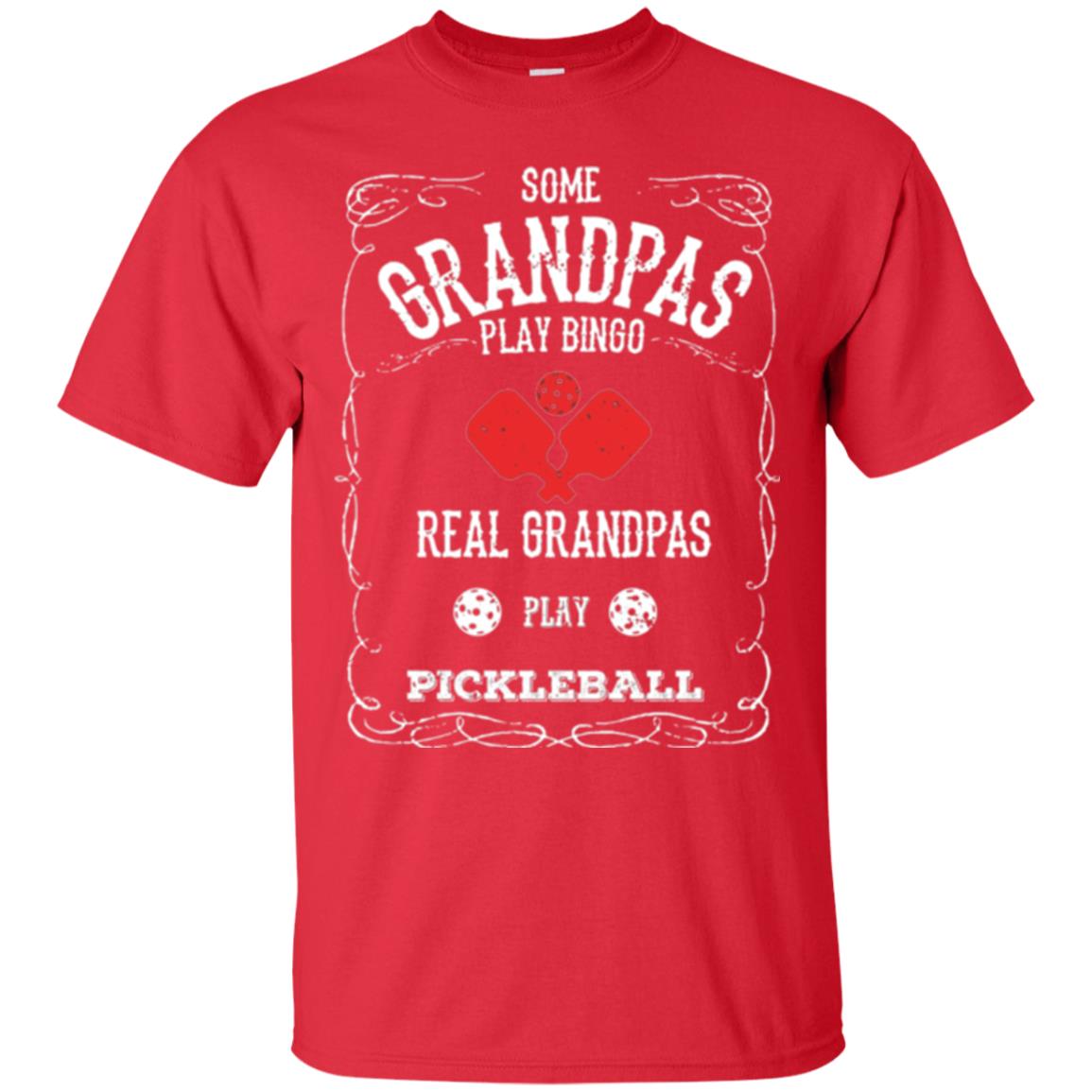 Papa T-shirt Real Grandpas Play Pickleball Red