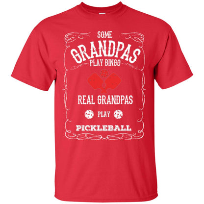 Papa T-shirt Real Grandpas Play Pickleball Red