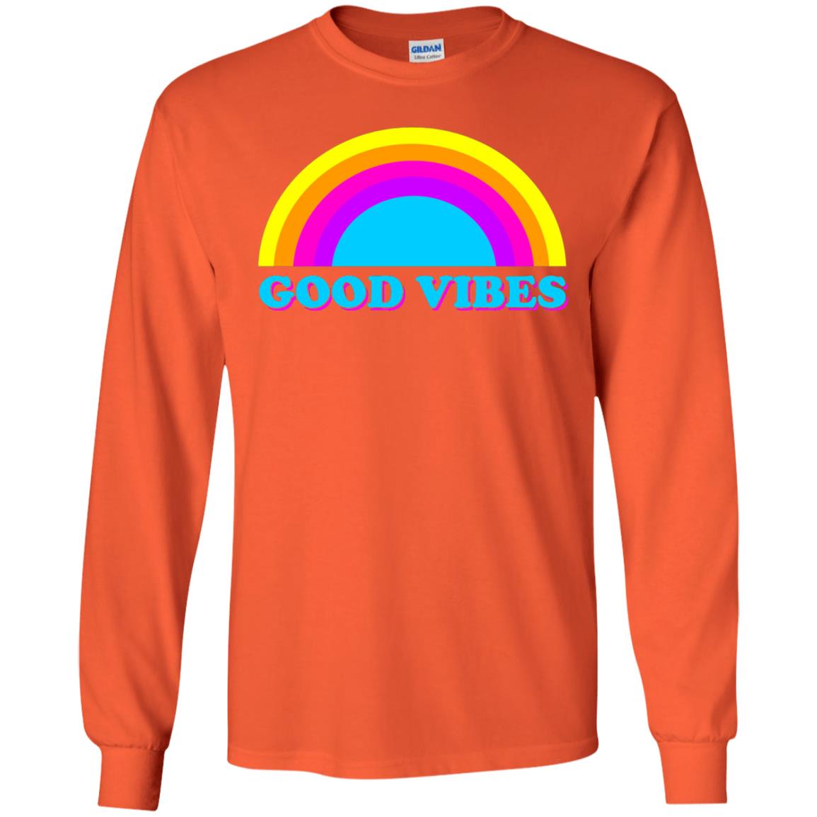 Rainbow Groovy Good Vibes T-shirt Orange