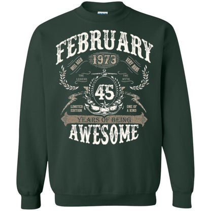 February 1973 45 Years Of Being Awesome T-shirt 45 Years Old Forest Green