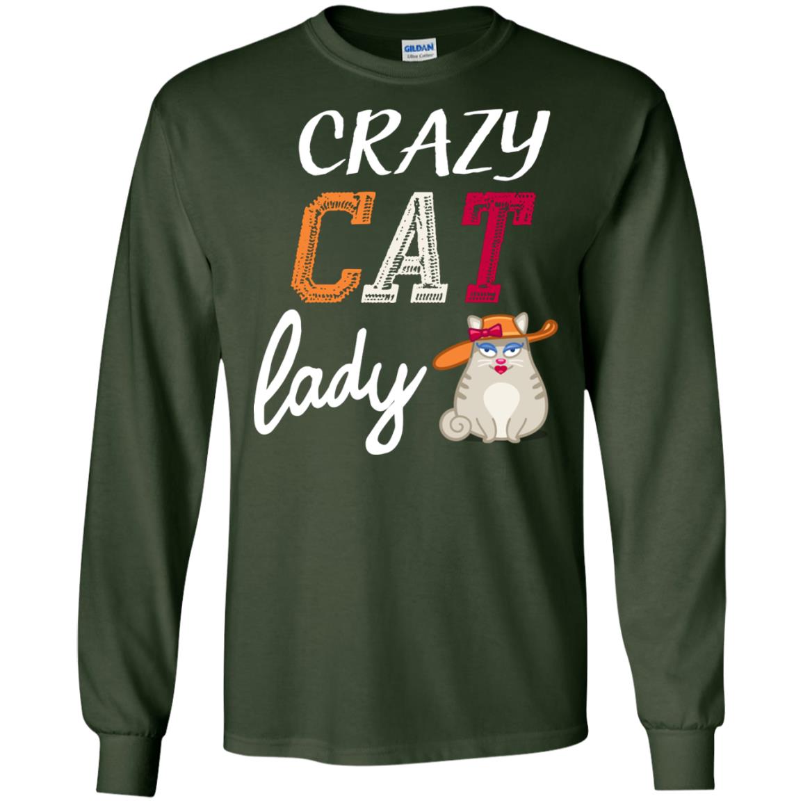 Crazy Cat Lady Chicken Shirt For Girls Womens Forest Green