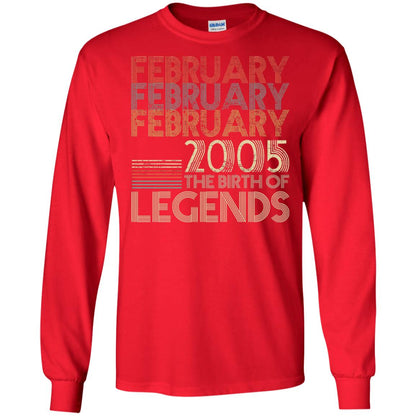February Retro Classic Vintage 2005 The Birth Of Legends 13th Birthday T-shirt Red