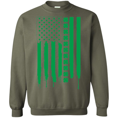 Irish American Flag St Patrick_s Day T-shirt Military Green