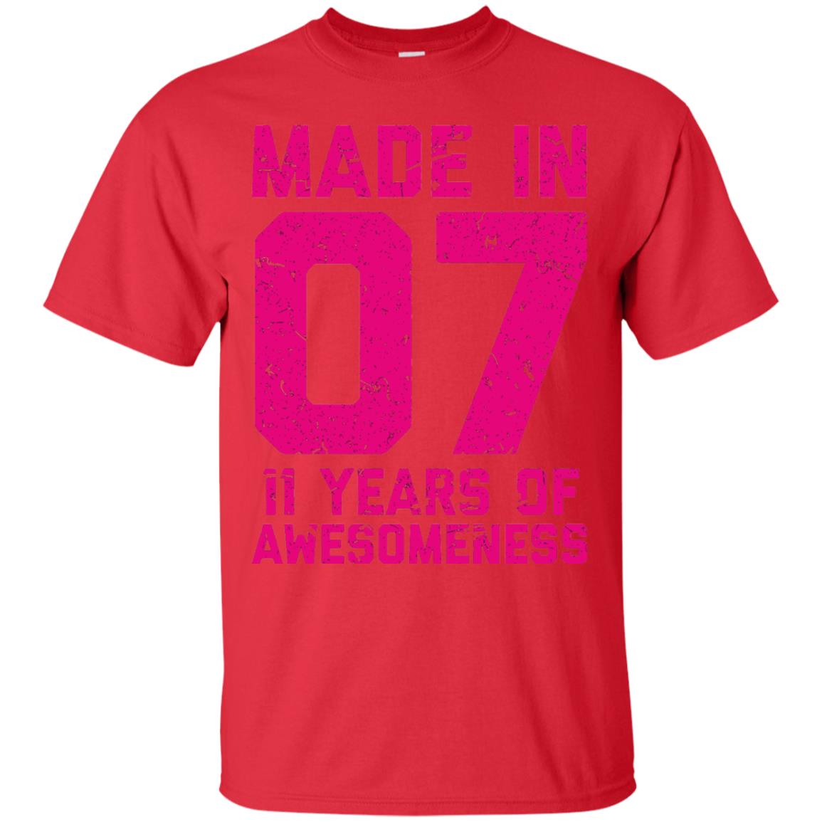 Made In 07 Age 11 Eleven Years Of Awesomeness T-shirt Red