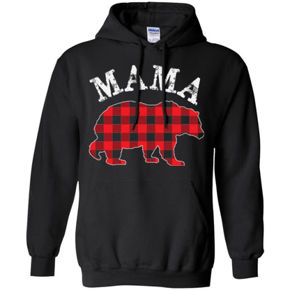 Mama T-shirt Red Plaid Mama Bear Black