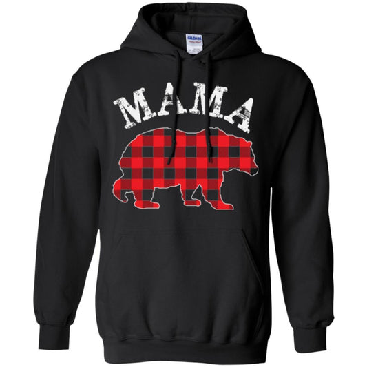 Mama T-shirt Red Plaid Mama Bear Black
