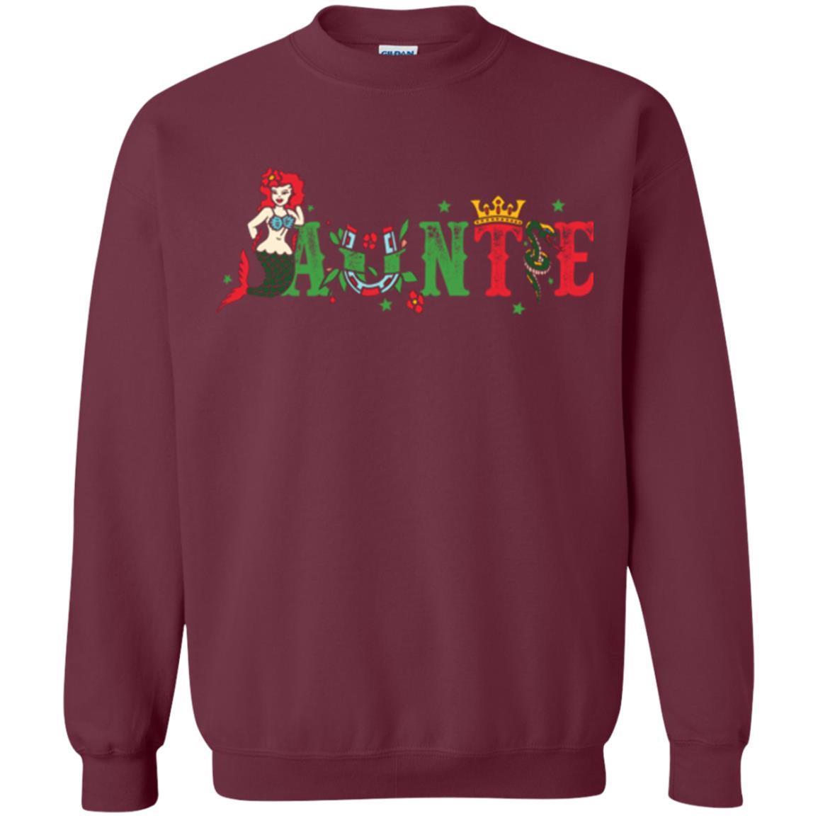 Aunt T-shirt Mermaid Auntie T-shirt Maroon